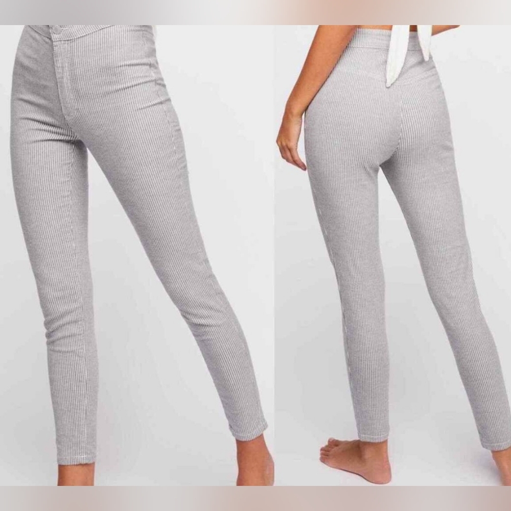 Nwot Free People Striped Blue w/ white Skinny pants Size 25